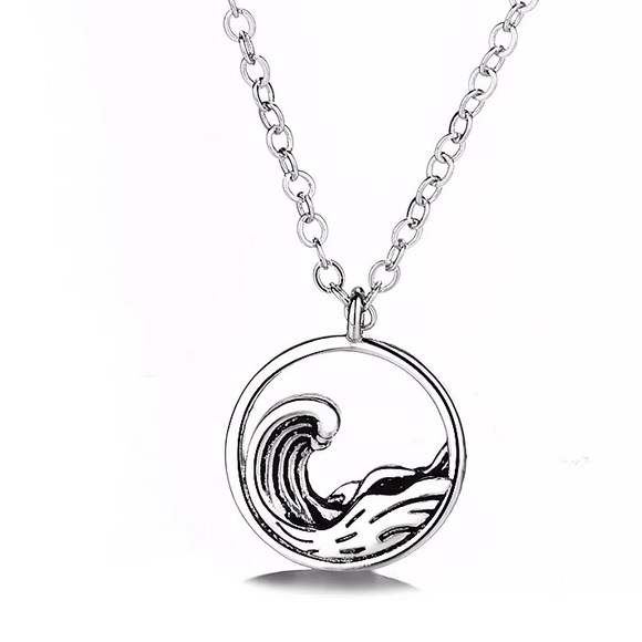 925 Sterling Silver Ocean Wave Necklace - Picture 1 of 4